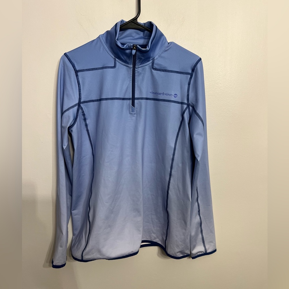 Vineyard Vines Performance Blue Ombre Pullover Quarter Zip - Size Medium- Active